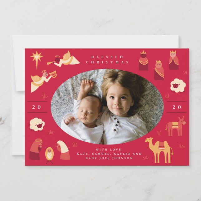 Cartes Pour Fêtes Annuelles Scène mignonne de la crèche (Devant)