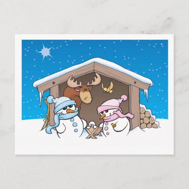 Cartes Pour Fêtes Annuelles Scène stable de Noël (Devant)