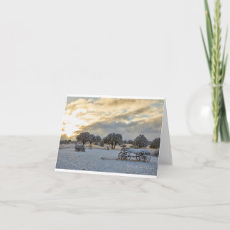 Cartes Pour Fêtes Annuelles Scène Sunrise Snowy Cart