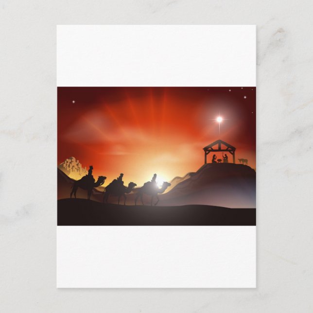 Cartes Pour Fêtes Annuelles Scène traditionnelle de la Nativité de Noël (Devant)