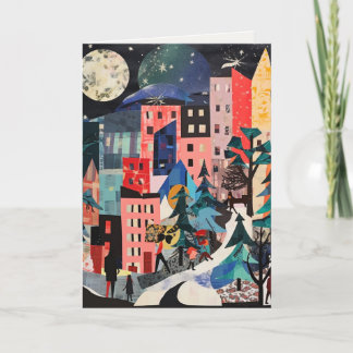 Cartes Pour Fêtes Annuelles Scènes d'arbres de Noël uniques