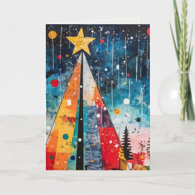 Cartes Pour Fêtes Annuelles Scènes d'arbres de Noël uniques (Devant)