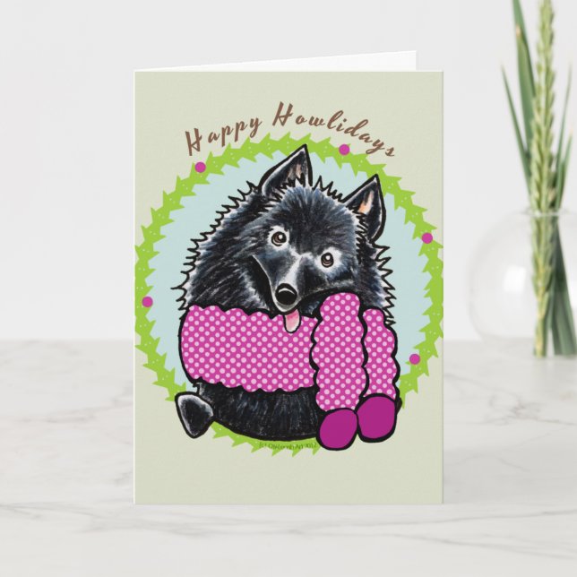 Cartes Pour Fêtes Annuelles Schipperke Joyeux Howlidays (Devant)