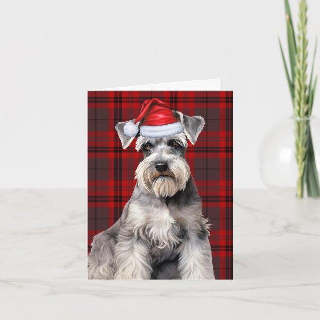 Cartes Pour Fêtes Annuelles Schnauzer Christmas Dog Red Plaid Christmas (Devant)