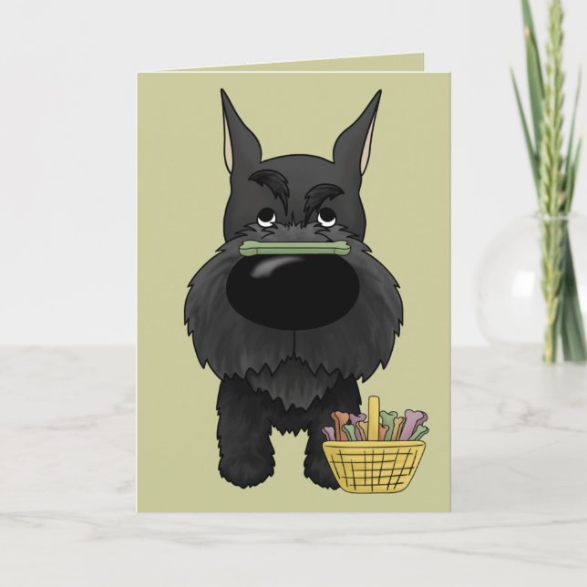 Cartes Pour Fêtes Annuelles Schnauzer - Easter Bone Hunt, Anyone ? (Devant)