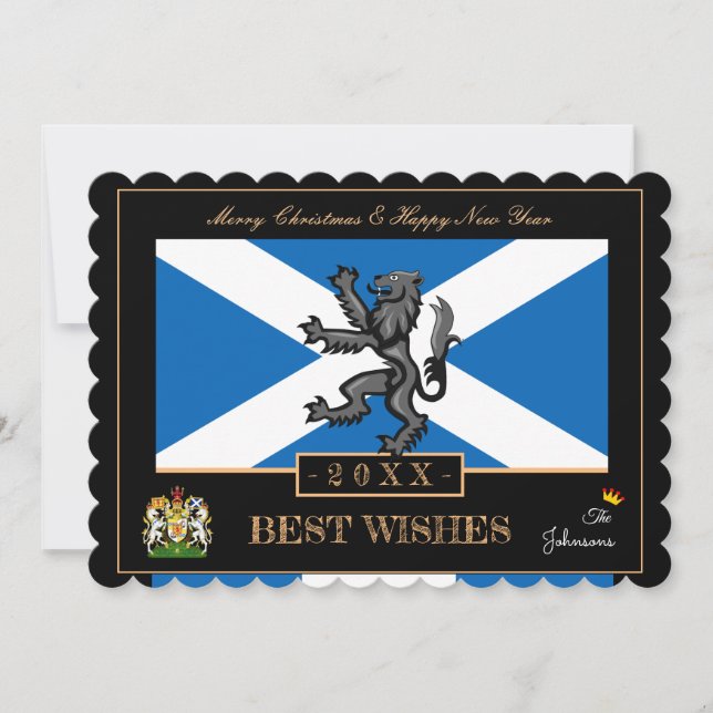 Cartes Pour Fêtes Annuelles Scotland New Year Card, Rampant, Scottish Flag (Devant)
