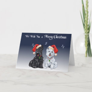 Cartes Pour Fêtes Annuelles Scottie et Westie Caroling