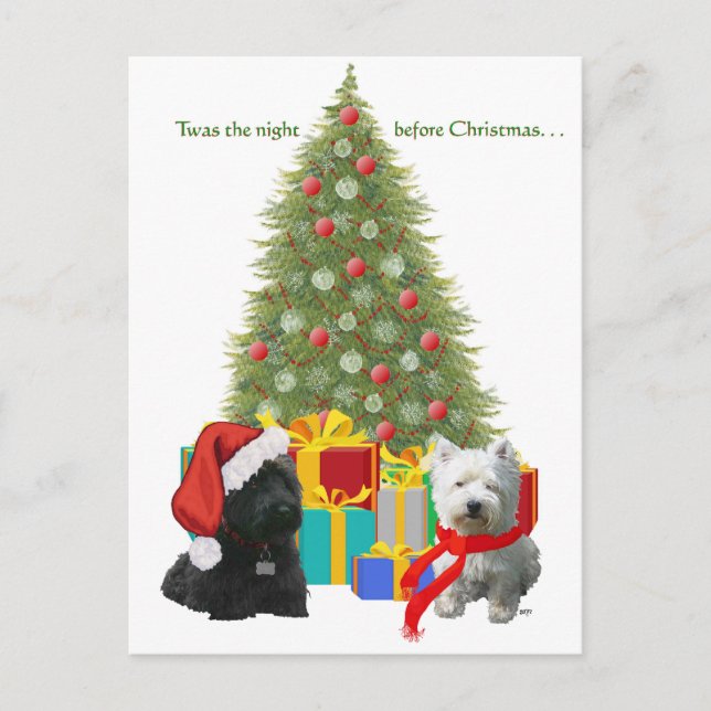 Cartes Pour Fêtes Annuelles Scottie et Westie Joyeux Noël (Devant)