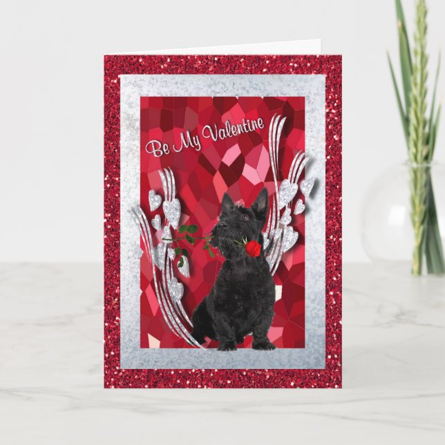 Cartes Pour Fêtes Annuelles Scottie Puppy Be My Valentine Grey Card (Devant)
