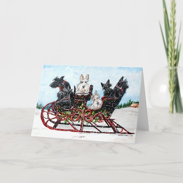Cartes Pour Fêtes Annuelles Scottie Sleigh Ride (Devant)