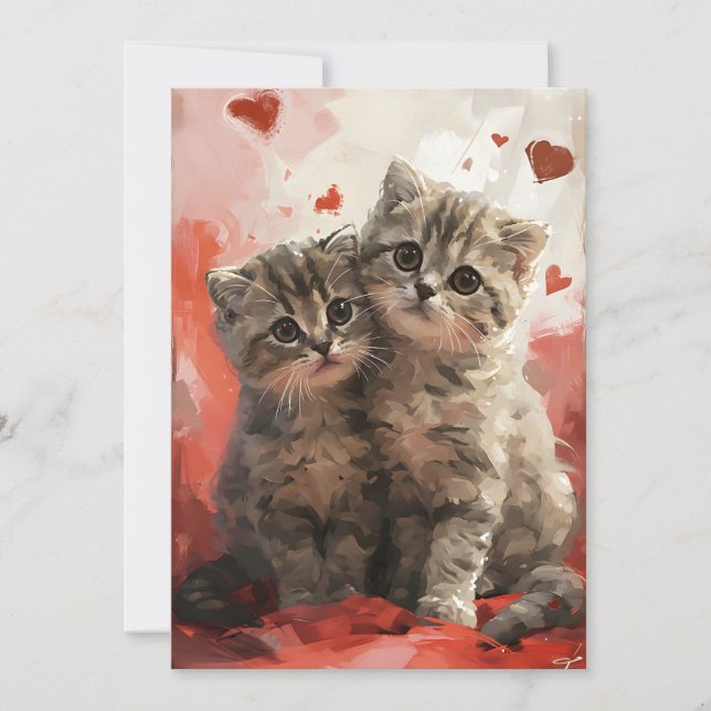 Cartes Pour Fêtes Annuelles Scottish Fold cats Saint Valentin (Devant)