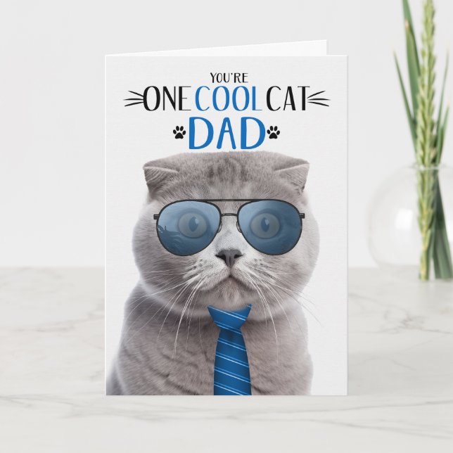 Cartes Pour Fêtes Annuelles Scottish Fold Grey Chat Fête des pères Un Cool Cha (Devant)