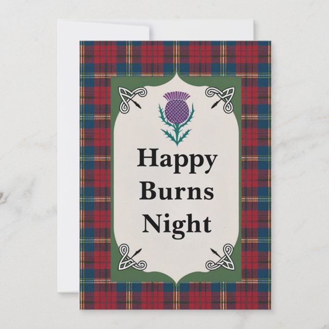 Cartes Pour Fêtes Annuelles Scottish Happy Burns Night Greys (Devant)