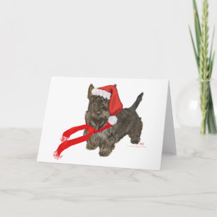 Cartes Pour Fêtes Annuelles Scottish Terrier est Père Noël Helper