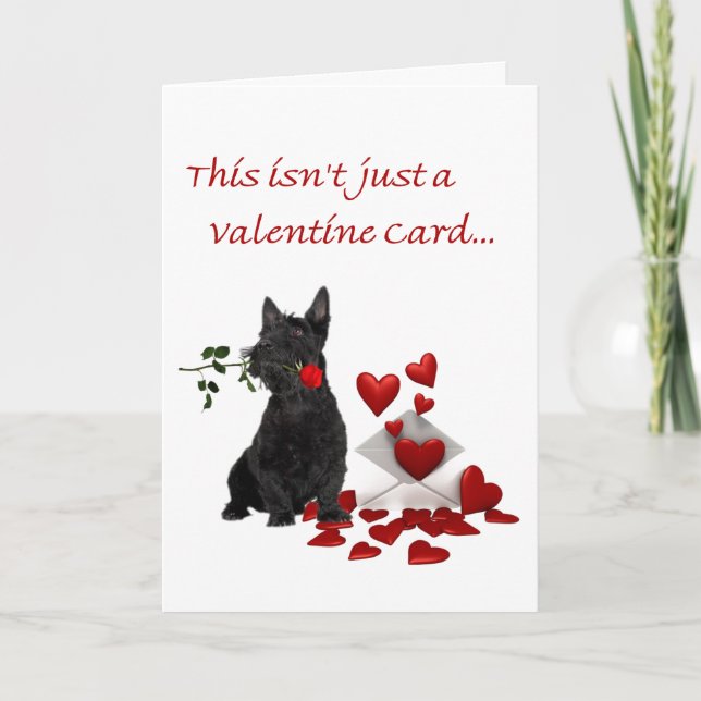 Cartes Pour Fêtes Annuelles Scottish Terrier Rose et Hearts Valentine (Devant)
