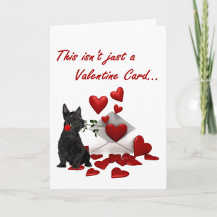 Cartes Pour Fêtes Annuelles Scottish Terrier Rose et Hearts Valentine