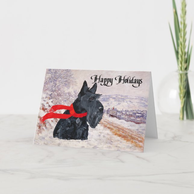 Cartes Pour Fêtes Annuelles Scottish Terrier Winter Holiday (Devant)