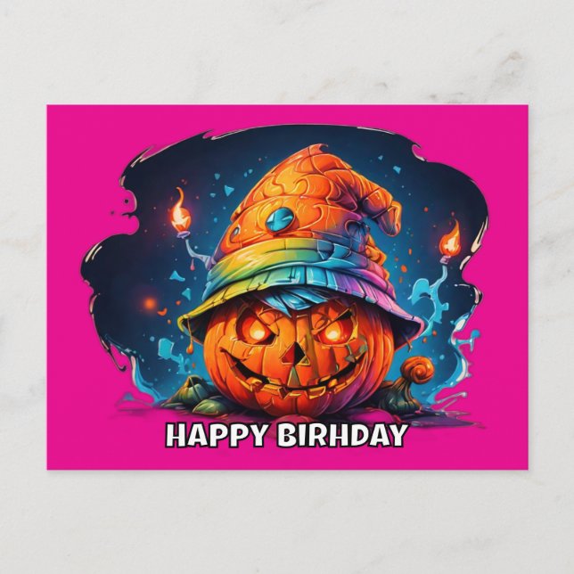 Cartes Pour Fêtes Annuelles scray jackolantern avec casquette d'anniversaire p (Devant)