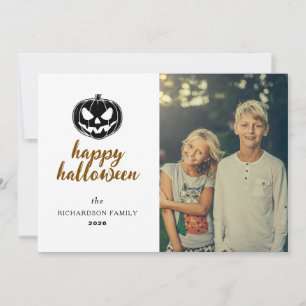 Cartes Pour Fêtes Annuelles Script Citrouille Rustique Jack-O'-Lantern Hallowe
