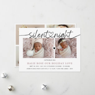 Cartes Pour Fêtes Annuelles Script Coeur lié Silent Night Photo Collage