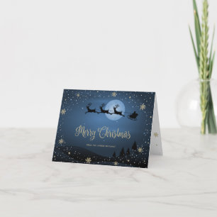Cartes Pour Fêtes Annuelles Script de fête de neige bleu Père Noël Joyeux Noël