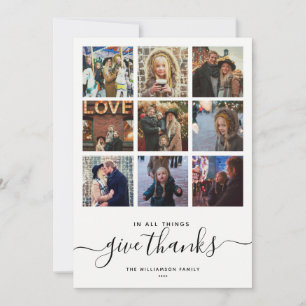 Cartes Pour Fêtes Annuelles Script de Gratitude moderne   9 Collage photo simp