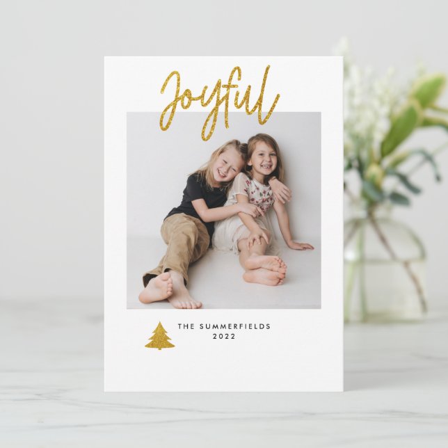 Cartes Pour Fêtes Annuelles Script de la famille de Noël (Debout devant)