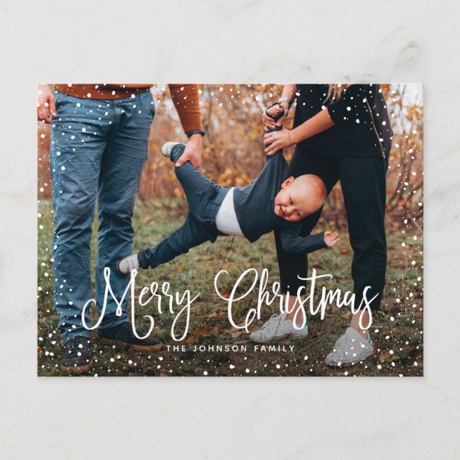 Cartes Pour Fêtes Annuelles Script de neige moderne 2 photo (Devant)