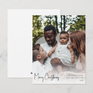 Cartes Pour Fêtes Annuelles Script de Noël moderne photo verticale complète