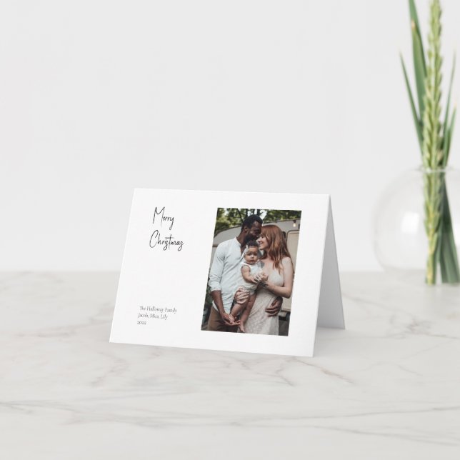Cartes Pour Fêtes Annuelles Script de Noël moderne plié photo unique (Devant)