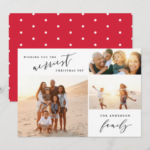 Cartes Pour Fêtes Annuelles Script de Noël multi photo minimal