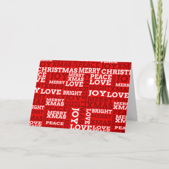 Cartes Pour Fêtes Annuelles Script de Noël unique rouge non traditionnel (Devant)