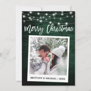 Cartes Pour Fêtes Annuelles Script de pinceau bois Caméra instantanée Couple C