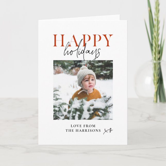 Cartes Pour Fêtes Annuelles Script de vacances joyeuses minimal moderne pour e (Devant)