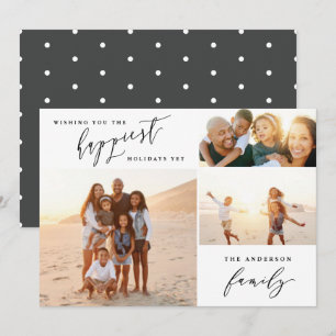 Cartes Pour Fêtes Annuelles Script de vacances photo minimal moderne