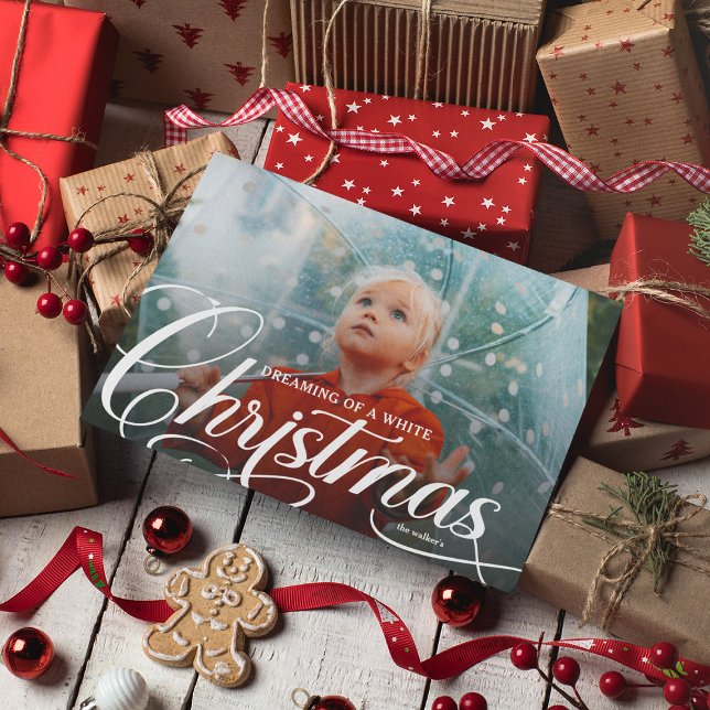 Cartes Pour Fêtes Annuelles Script Dream d'une photo de Noël blanche (Créateur téléchargé)