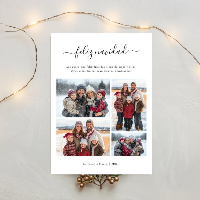 Cartes Pour Fêtes Annuelles Script Feliz Navidad Spanish Christmas 4 Photo (Créateur téléchargé)