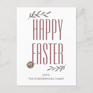 Cartes Pour Fêtes Annuelles Script floral élégant Pâques Famille Oeuf de Pâque