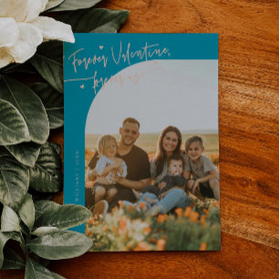 Cartes Pour Fêtes Annuelles Script Forever Us Aqua Peach Valentine Photo