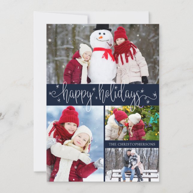 Cartes Pour Fêtes Annuelles Script JOYEUX NOËL  4 Photo (Devant)