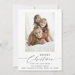 Cartes Pour Fêtes Annuelles Script Joyeux Noël De Notre Nouvelle Photo Maison