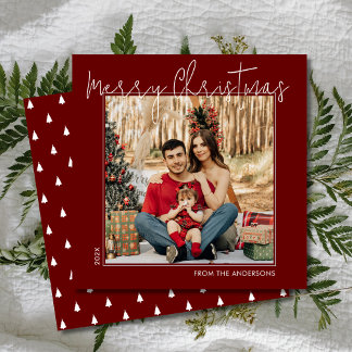 Cartes Pour Fêtes Annuelles Script Joyeux Noël Minimal 1 Carré rouge photo