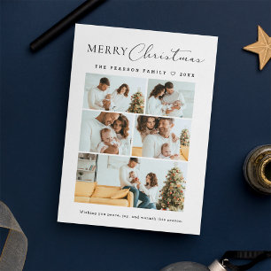 Cartes Pour Fêtes Annuelles Script Joyeux Noël Multi Photo Grid Modern