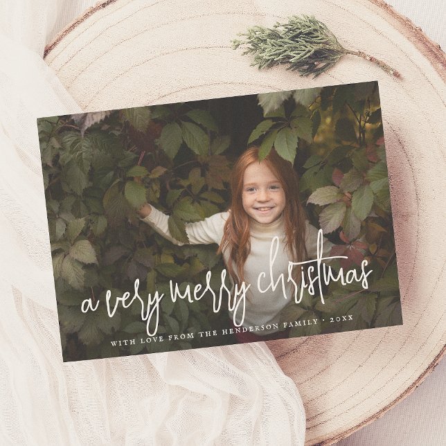 Cartes Pour Fêtes Annuelles Script Lettres & Étoiles Noël Photo de Noël (Créateur téléchargé)
