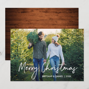 Cartes Pour Fêtes Annuelles Script manuscrit Bois Joyeux Noël Photo