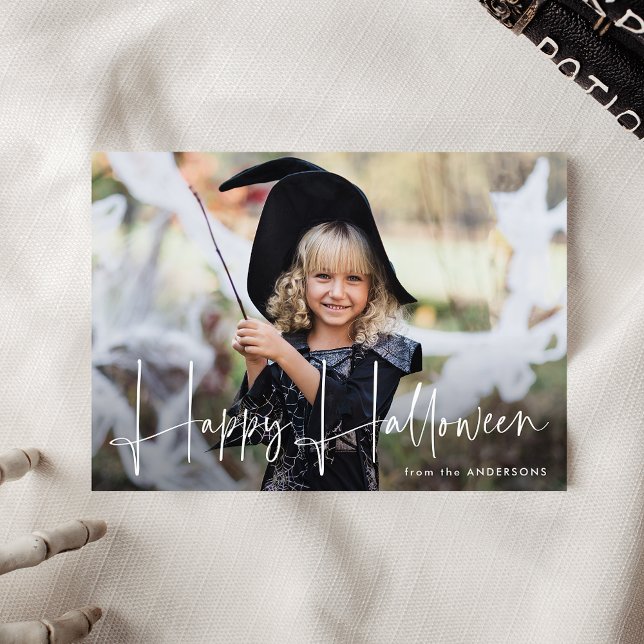 Cartes Pour Fêtes Annuelles Script manuscrit Happy Halloween Photo (Créateur téléchargé)