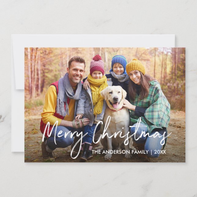 Cartes Pour Fêtes Annuelles Script manuscrit Joyeux Noël Photo (Devant)