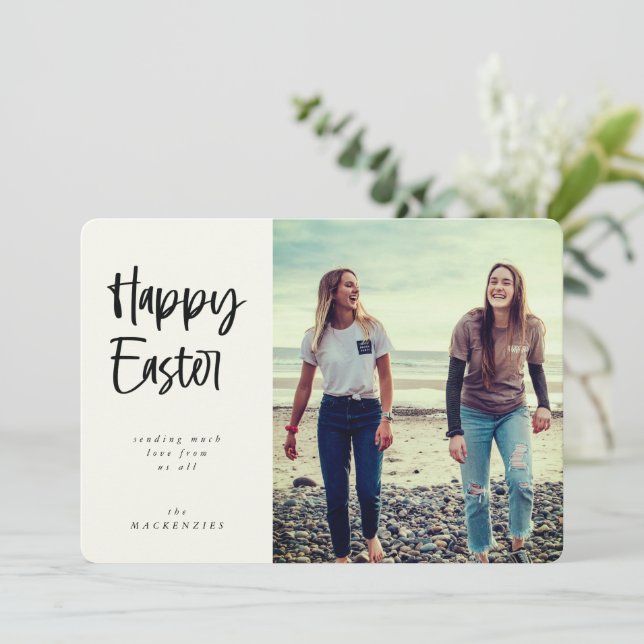 Cartes Pour Fêtes Annuelles Script manuscrit moderne Happy Photo de Pâques (Debout devant)
