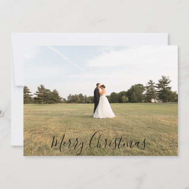 Cartes Pour Fêtes Annuelles Script Merry Christmas Photo Card (Devant)
