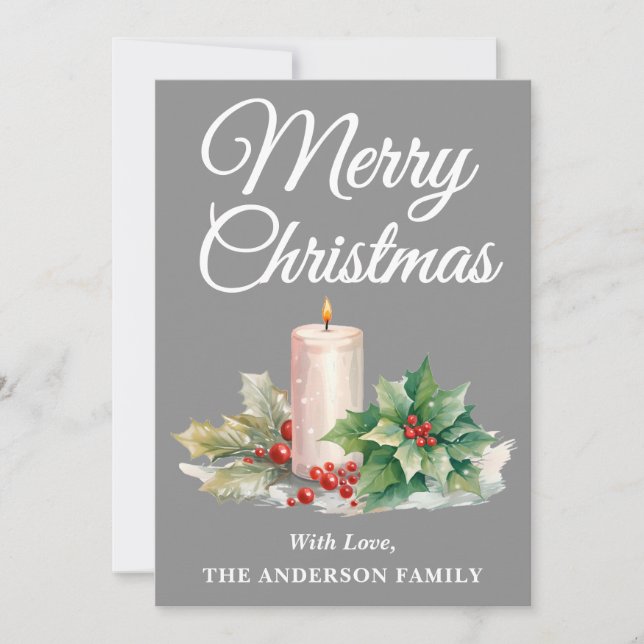 Cartes Pour Fêtes Annuelles Script minimaliste Joyeux Noël Argent (Devant)